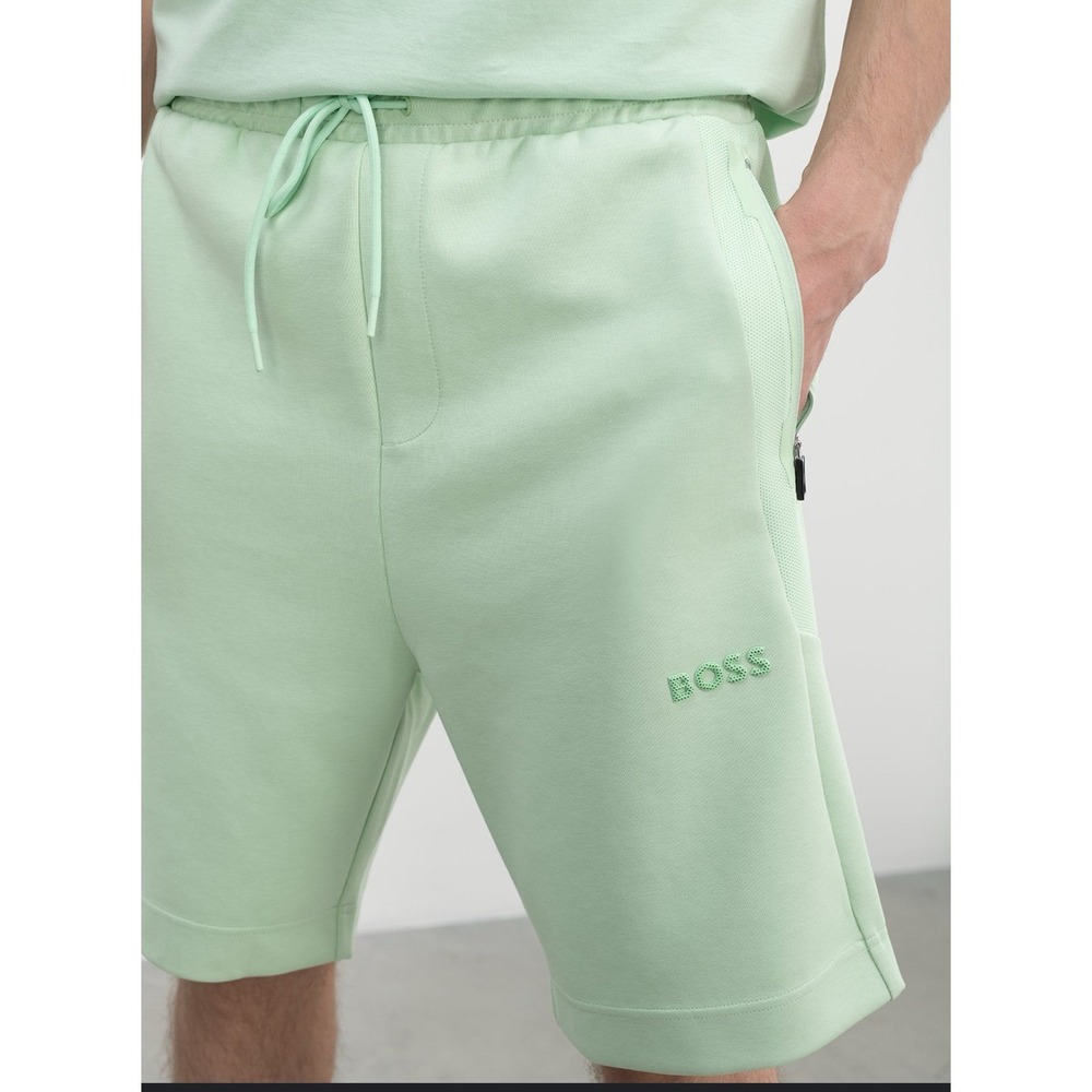 Hugo Boss Men's 3D-Moulded Logo Shorts‎ Light Lime Size Small Fleece Sweats